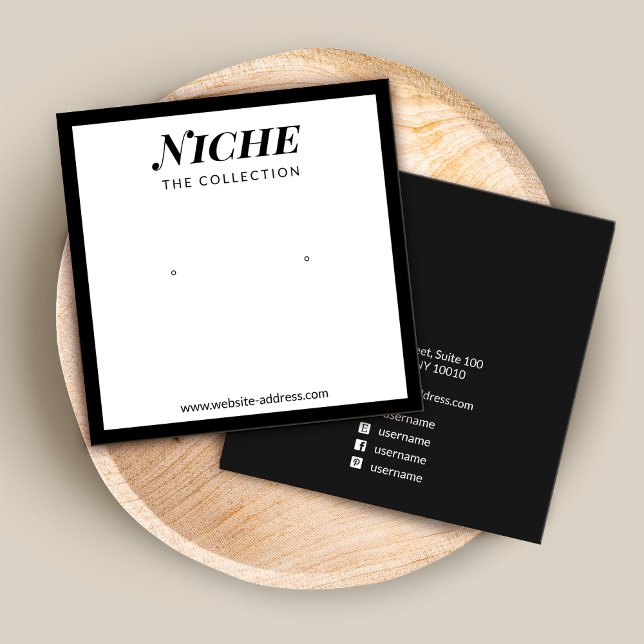 Snyggt Chic Modern White Earring Jewelry Visning Fyrkantigt Visitkort (Skapare uppladdad)