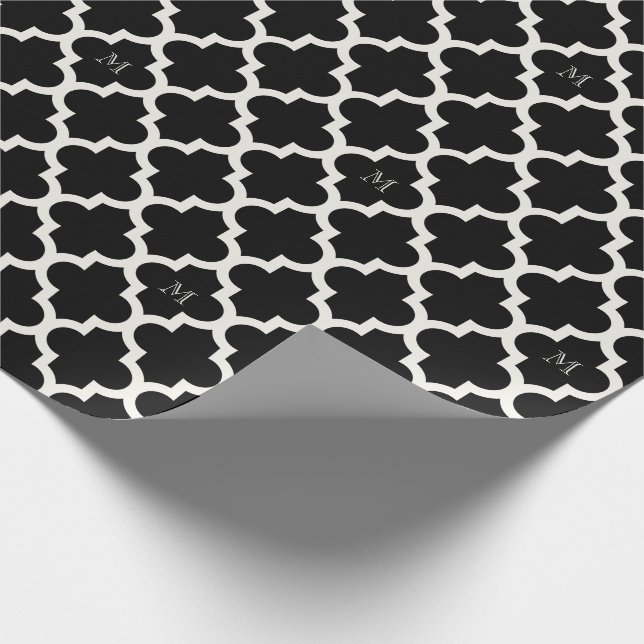 Snyggt Chic Moroccan Quatrefoil Mönster Monogram Presentpapper (Hörn)