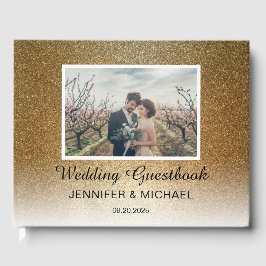 Snyggt Chic övertoningsfoto guld par Bröllop Gästböcker
