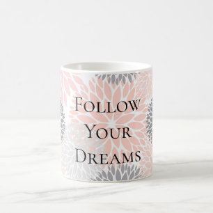 Snyggt Chic Rosa Grått Flowers Kaffemugg