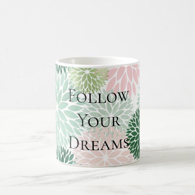 Snyggt Chic Rosa Mint Grönt Flowers Kaffemugg (Center)