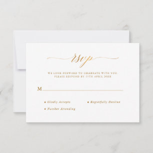 Snyggt Chic Script Calligraphy Gold Foil Bröllop OSA Kort