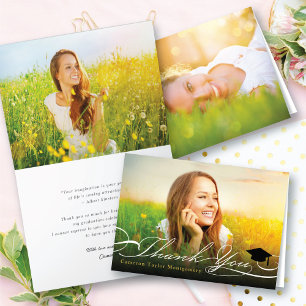 Snyggt Chic Script Studentmössa Photo Student Tack Kort