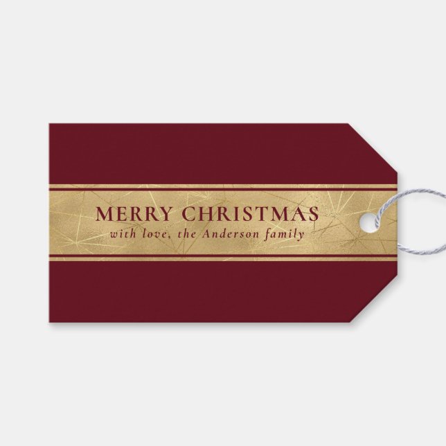 Snyggt Chic Simple Red and Faux Guld jul Presentetikett (Framsidan (Horisontell))