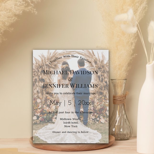 snyggt chic typografi bröllop fotoinbjudan (Skapare uppladdad)