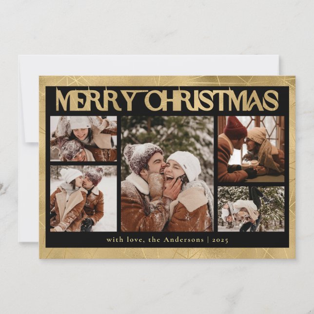 Snyggt Chic Typography Photo Collage jul Julkort (Framsida)