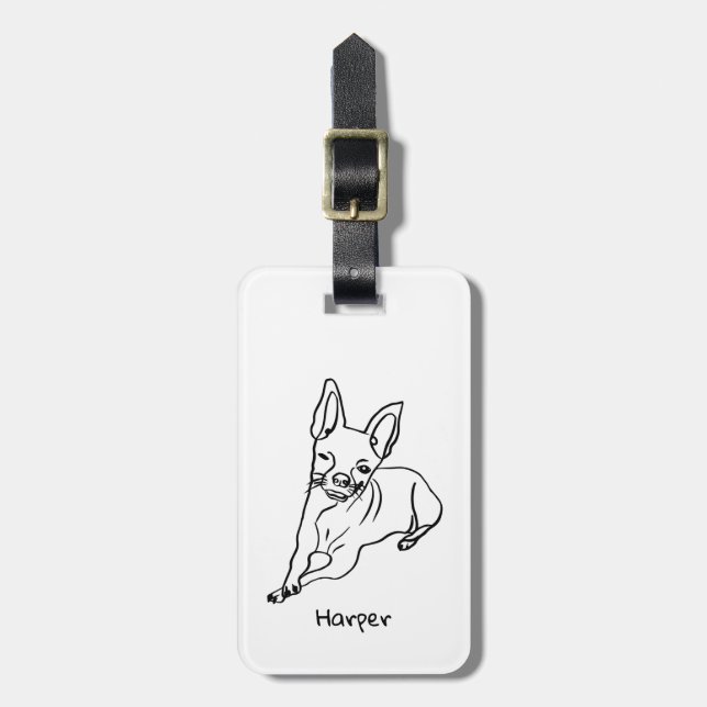 Snyggt Chihuahua: Personlig Line Art Decor Bagagebricka (Vertikal Framsida)