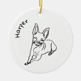 Snyggt Chihuahua: Personlig Line Art Decor Julgransprydnad Keramik