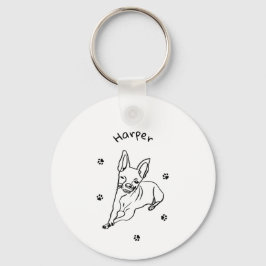 Snyggt Chihuahua: Personlig Line Art Decor Nyckelring