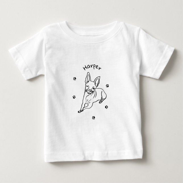 Snyggt Chihuahua: Personlig Line Art Decor T Shirt (Framsida)