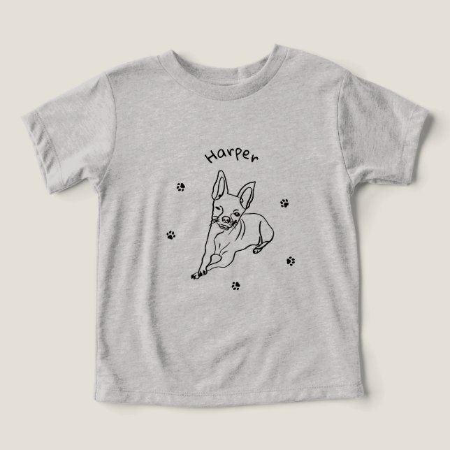 Snyggt Chihuahua: Personlig Line Art Decor T Shirt (Design Framsida)