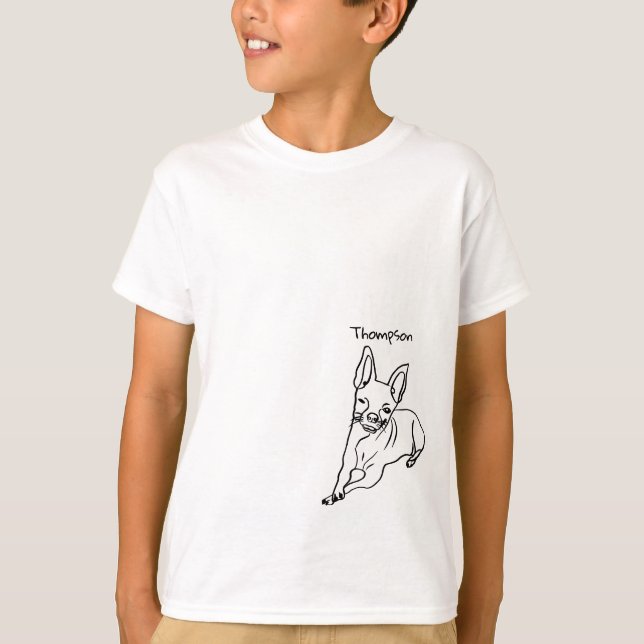 Snyggt Chihuahua: Personlig Line Art Decor T Shirt (Framsida)