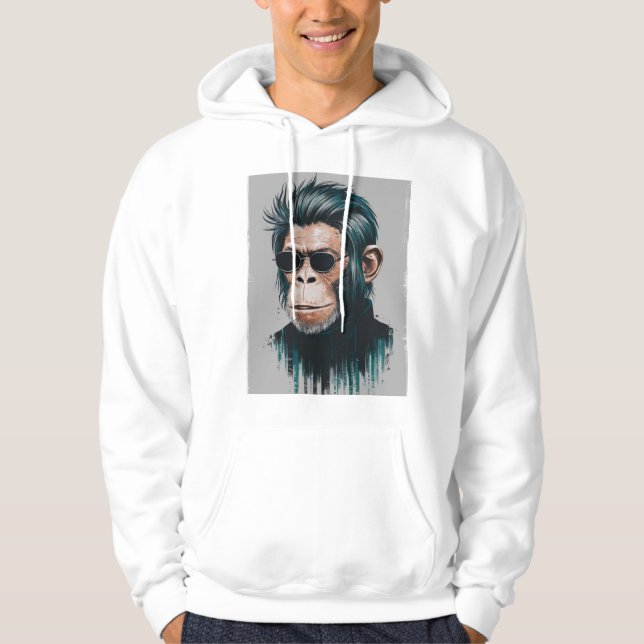 Snyggt Chimp - Streetwear White Hoodie (Framsida)