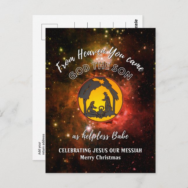 Snyggt Christian Ntivity Universe jul Vykort (Fram/baksida)