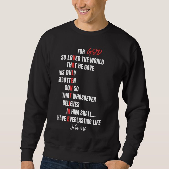 Snyggt Christian Valentine John 3:16 Bible Verse Lång Ärmad Tröja (Framsida)