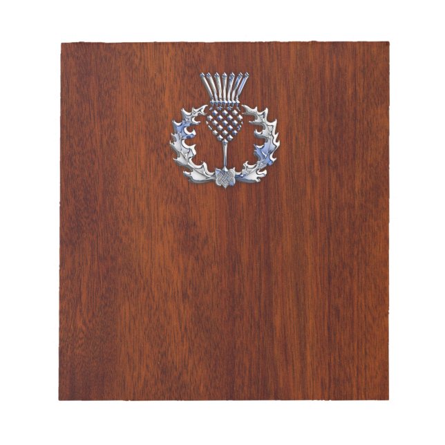 Snyggt Chrome and Mahogany Wood Scottish Thistle Anteckningsblock (Framsida)