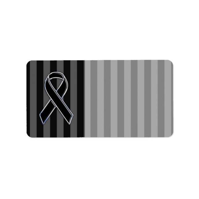 Snyggt Chrome Black Ribbon Awareness Adressetikett (Framsidan)