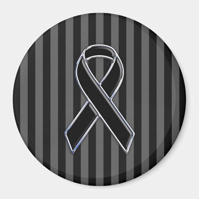 Snyggt Chrome Black Ribbon Awareness Magnet (Framsidan)