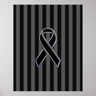 Snyggt Chrome Black Ribbon Awareness Poster