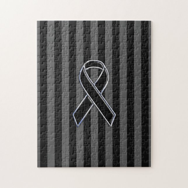 Snyggt Chrome Black Ribbon Awareness Pussel (Vertikal)