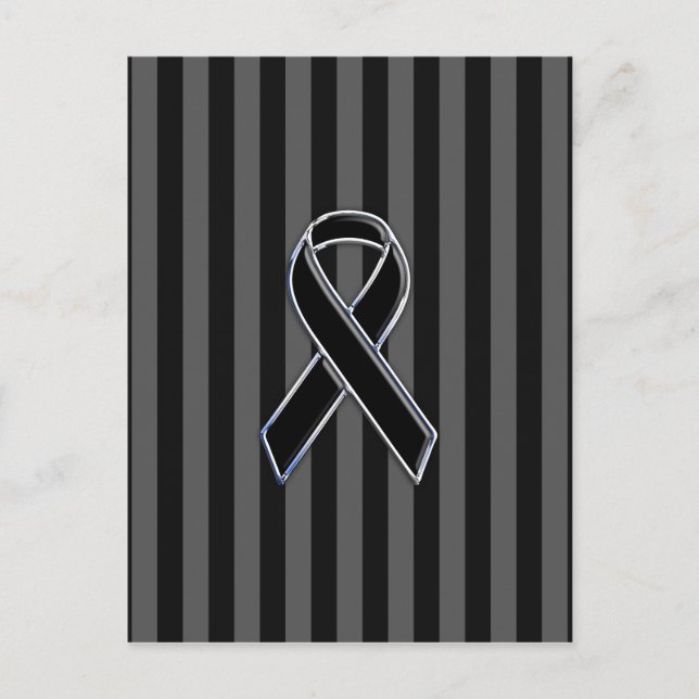 Snyggt Chrome Black Ribbon Awareness Vykort (Framsida)