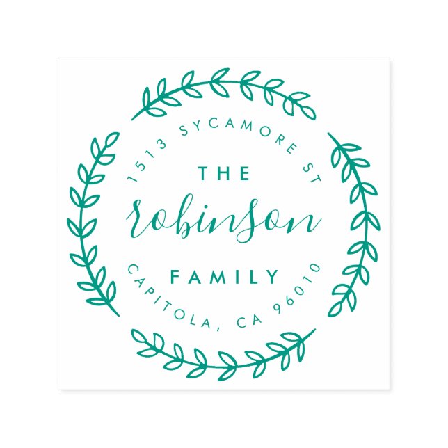 Snyggt Circular Löv Family Namn Returadress Självfärgande Stämpel (Design)