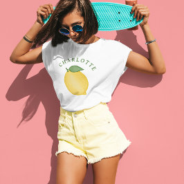 Snyggt Citrus Lemon Gult Summer Monogram T Shirt