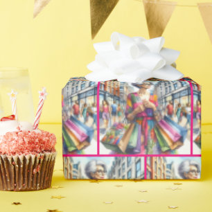 Snyggt City Woman Shopper Presentpapper