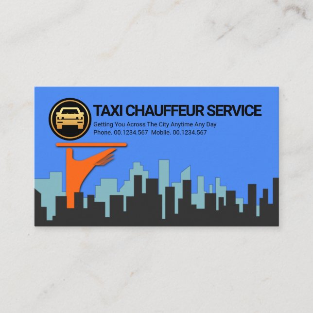 Snyggt Cityscape Taxi Chauffeur Transport Visitkort (Framsida)