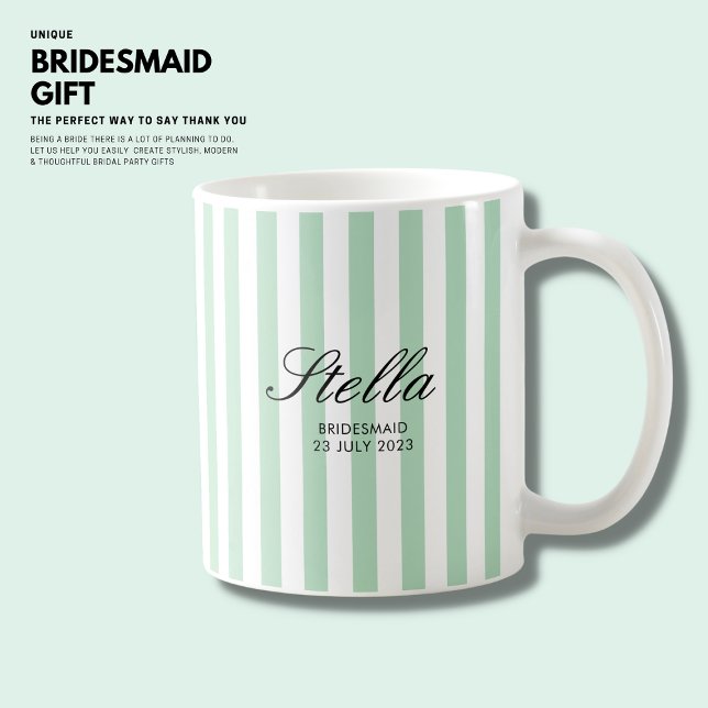 Snyggt Classic Elegant Grönt Rand Bridesmaid Kaffemugg (Skapare uppladdad)