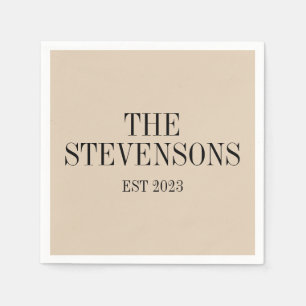 Snyggt Classic Family Efternamn - Uppst datum Beig Pappersservett