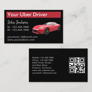 Snyggt Classy Luxury Red Car Service Uber QR-kod Visitkort