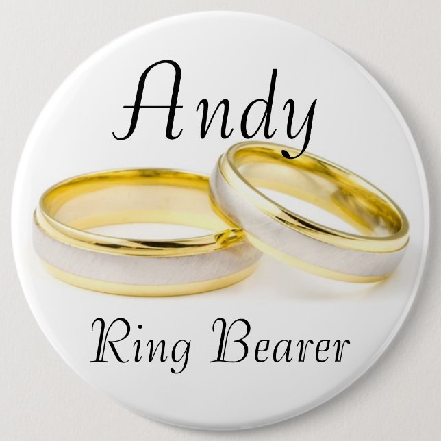 Snyggt Classy Ring Bearer Golden Ringar Bröllop Knapp (Framsida)