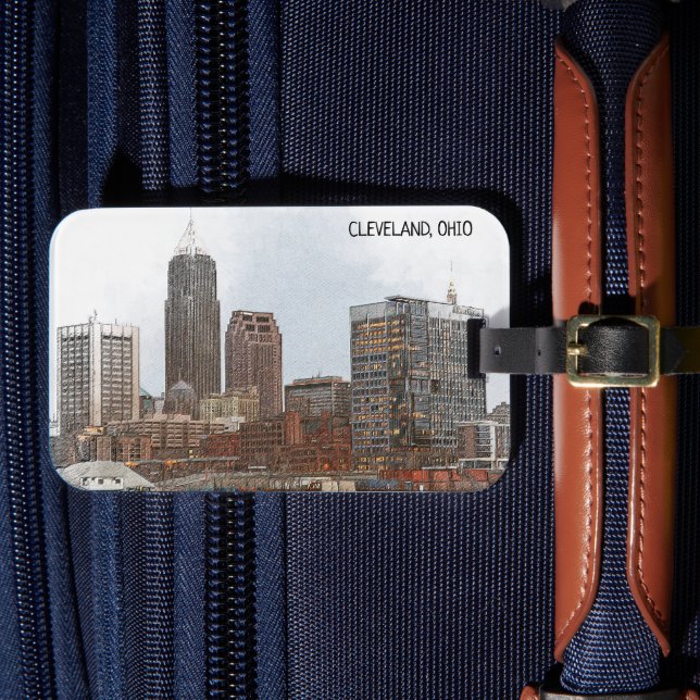 Snyggt Cleveland Ohio Skyline View Bagagebricka (Framsida Insitu 4)