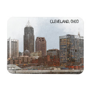 Snyggt Cleveland Ohio Skyline View Magnet