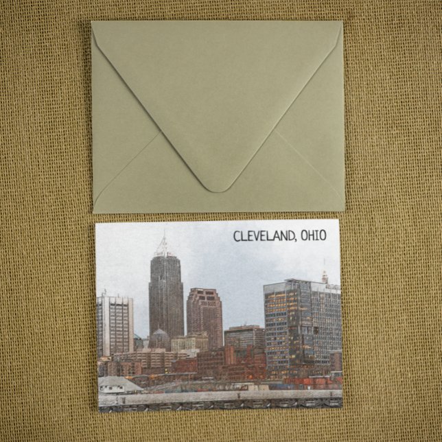 Snyggt Cleveland Ohio Skyline View Vykort (cleveland ohio usa vintage travel postcard)