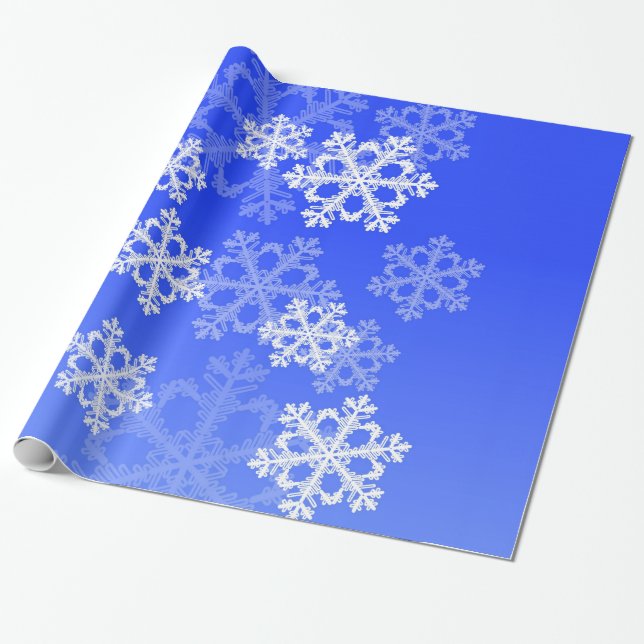 Snyggt Cobalt Blue Snöflingor Modern jul Presentpapper (Utrullad)