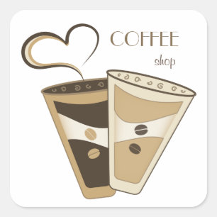 Snyggt Coffee Shop Sticker Fyrkantigt Klistermärke