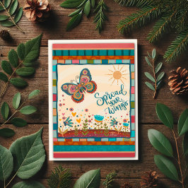 Snyggt Colorful Folk Roligt Butterfly Grad Kort