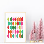 Snyggt Colorful Geometric Artwork Red Rosa Grönt Poster<br><div class="desc">En roligt,  geometrisk grafik design av halvcirklar i en ljusa palett med rött,  rosa,  orange och grönt i färg</div>
