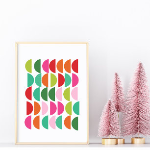 Snyggt Colorful Geometric Artwork Red Rosa Grönt Poster