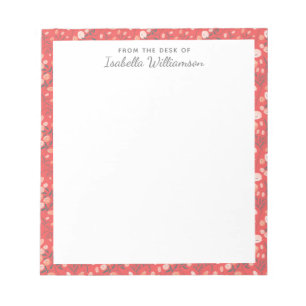 Snyggt Colorful Modern Blommönster Orange Namn Anteckningsblock