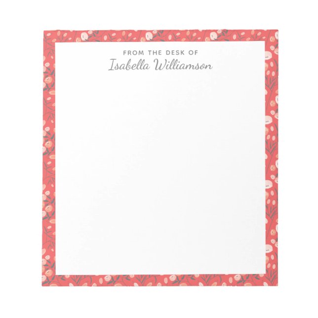 Snyggt Colorful Modern Blommönster Orange Namn Anteckningsblock (Framsida)