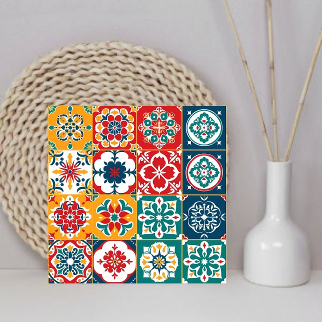 Snyggt Colorful Mönster Mexican Papel Picado Home Kakelplatta (Skapare uppladdad)