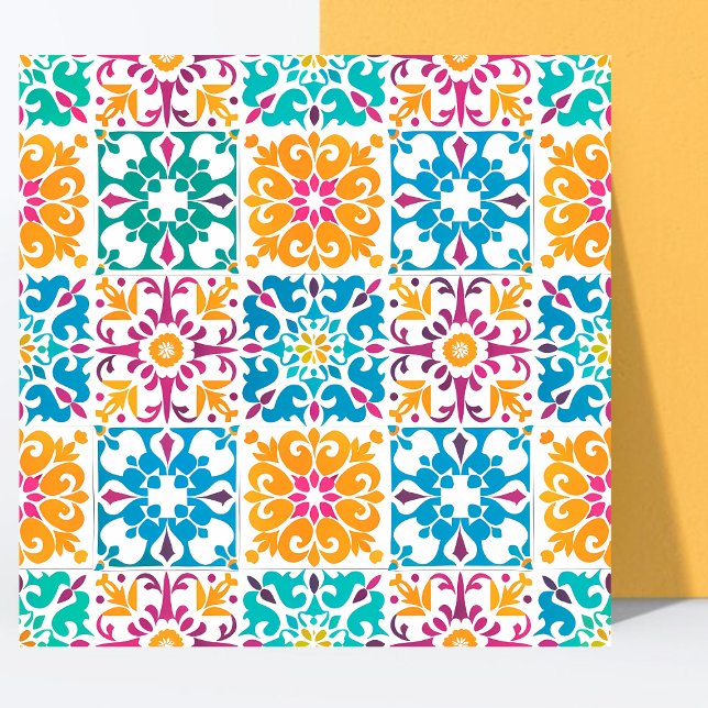 Snyggt Colorful Mönster Mexican Papel Picado Kakelplatta (Skapare uppladdad)
