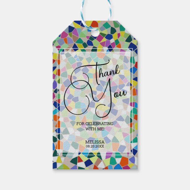 Snyggt Colorful Mosaic Tack Presentetikett (Framsidan)