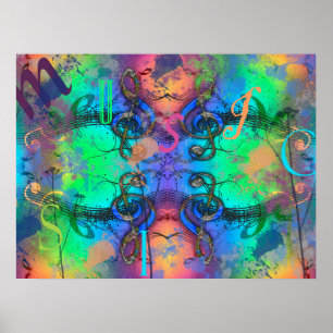 Snyggt Colorful Music Abstrakt Poster