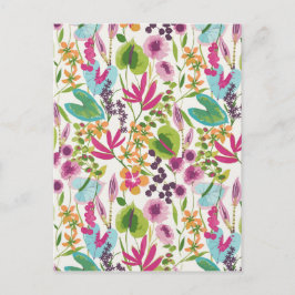 Snyggt Colorful Summer Tropical Blommönster Vykort