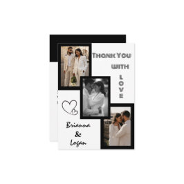 Snyggt Contemporary Black & White Bröllop Tack Kort