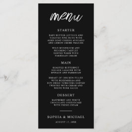 Snyggt Contemporary Script Black White Bröllop Meny